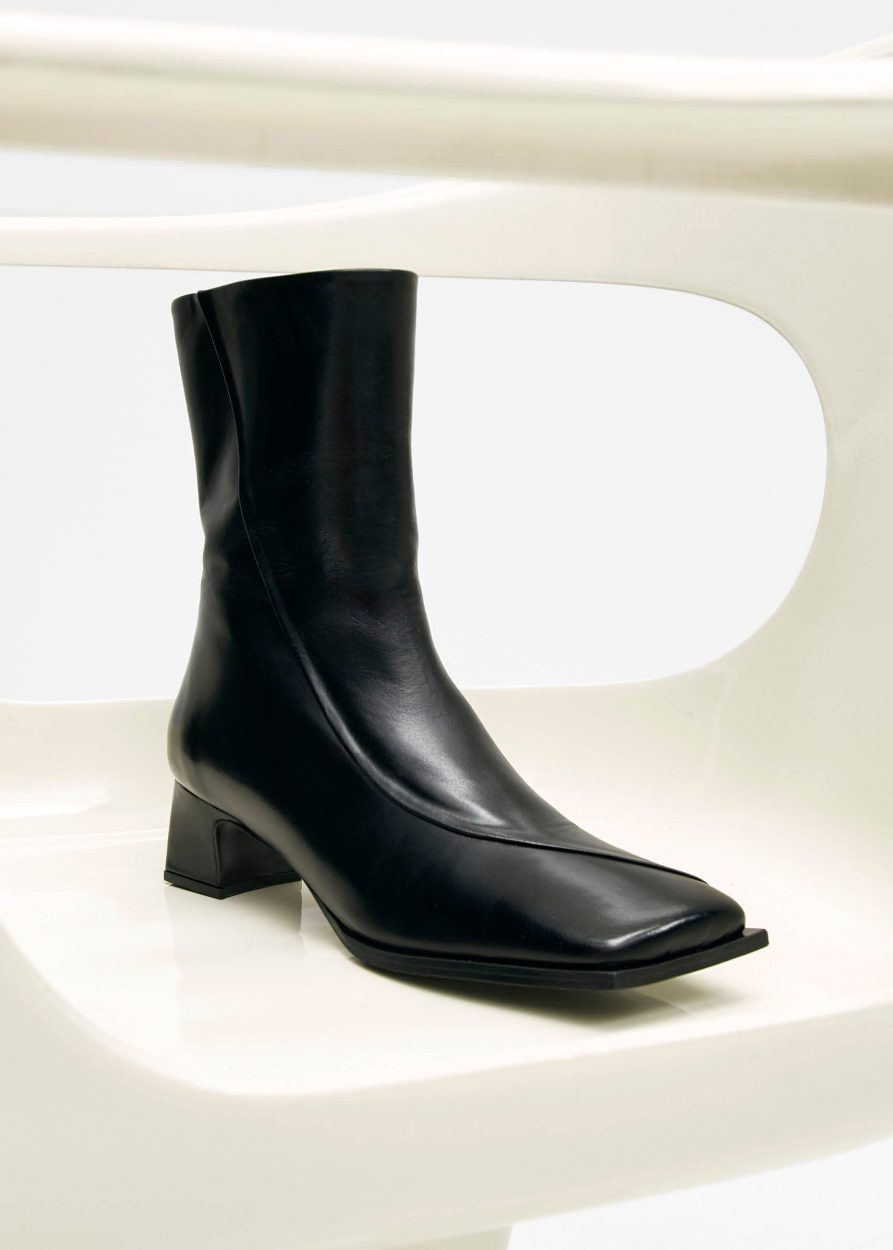 Chantal Black Leather Ankle Boots - Image 2