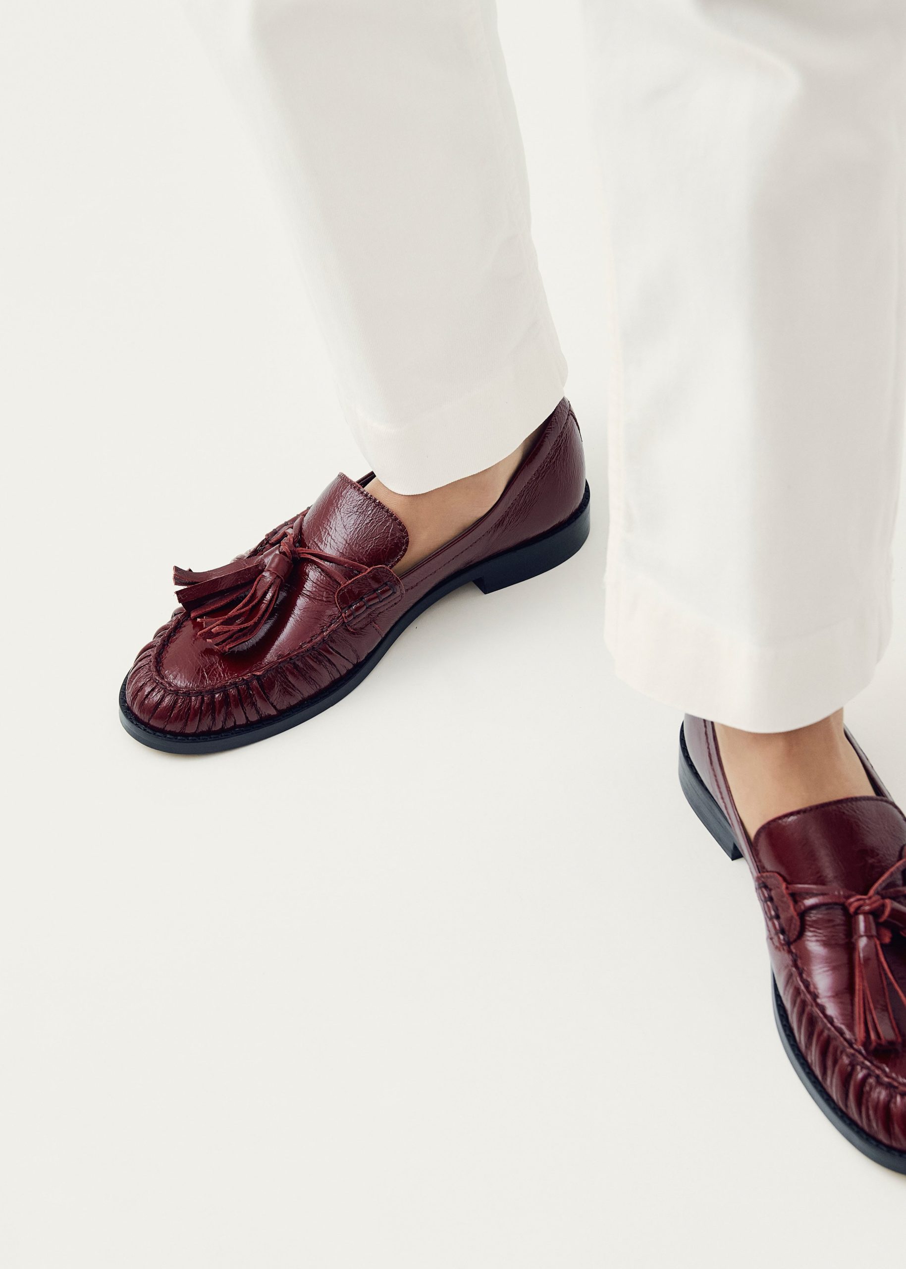 Marietta Burgundy Patent Leather Loafers - Image 2