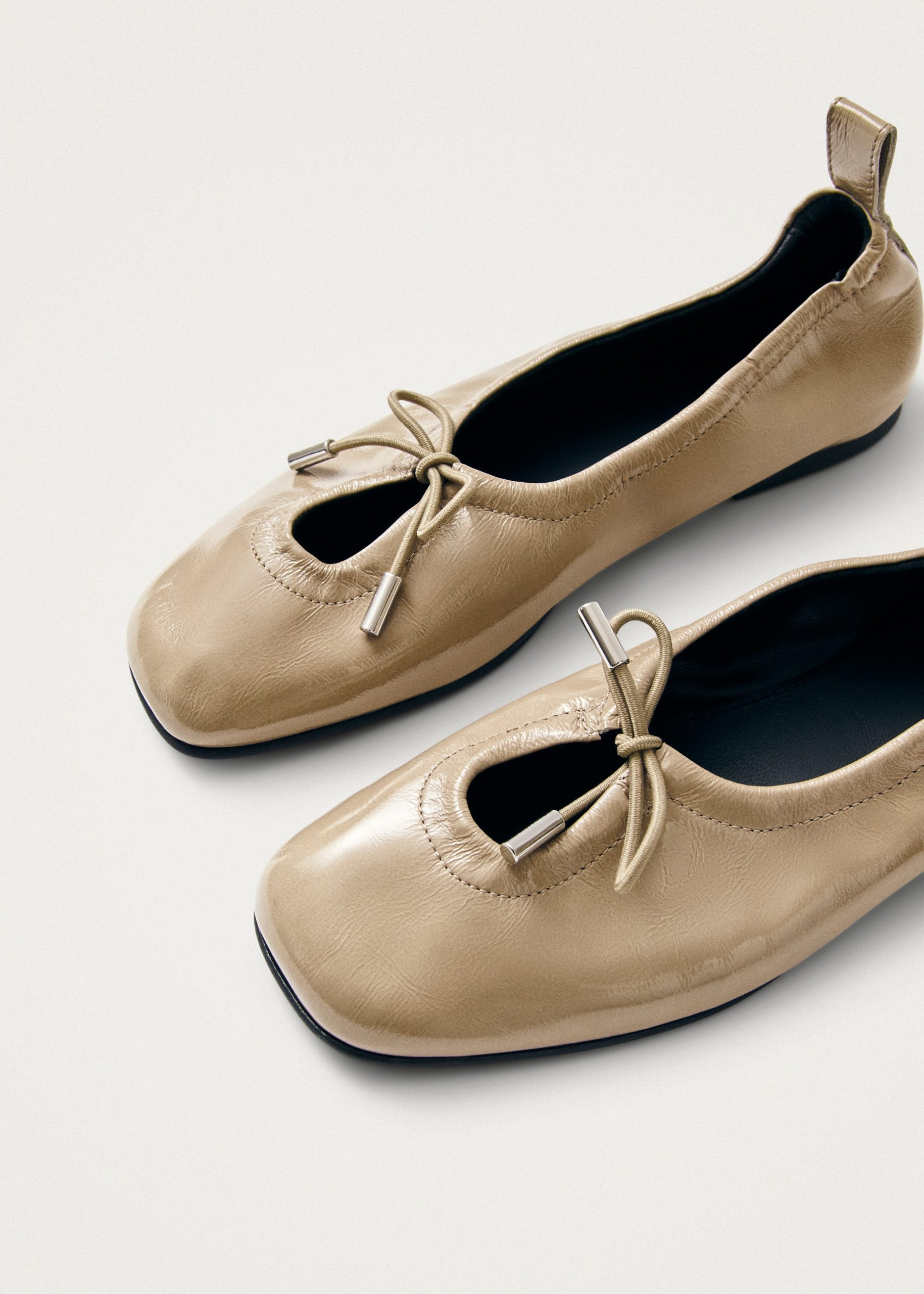Rosalind Beige Patent Leather Ballet Flats - Image 6