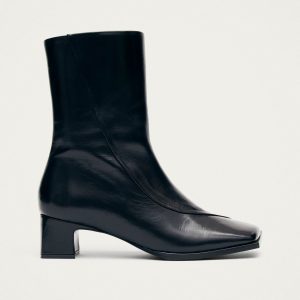 Chantal Black Leather Ankle Boots