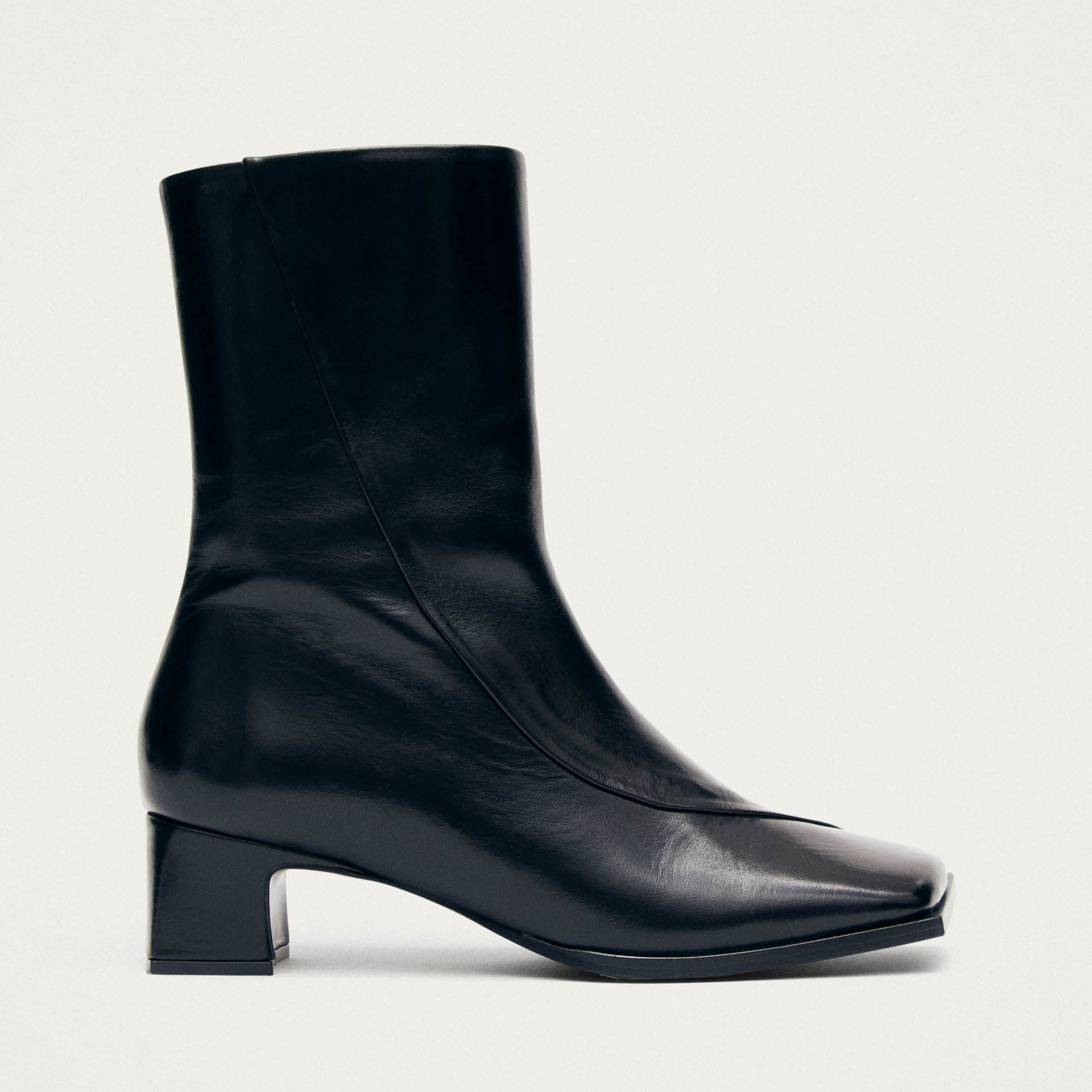 Chantal Black Leather Ankle Boots - Image 3