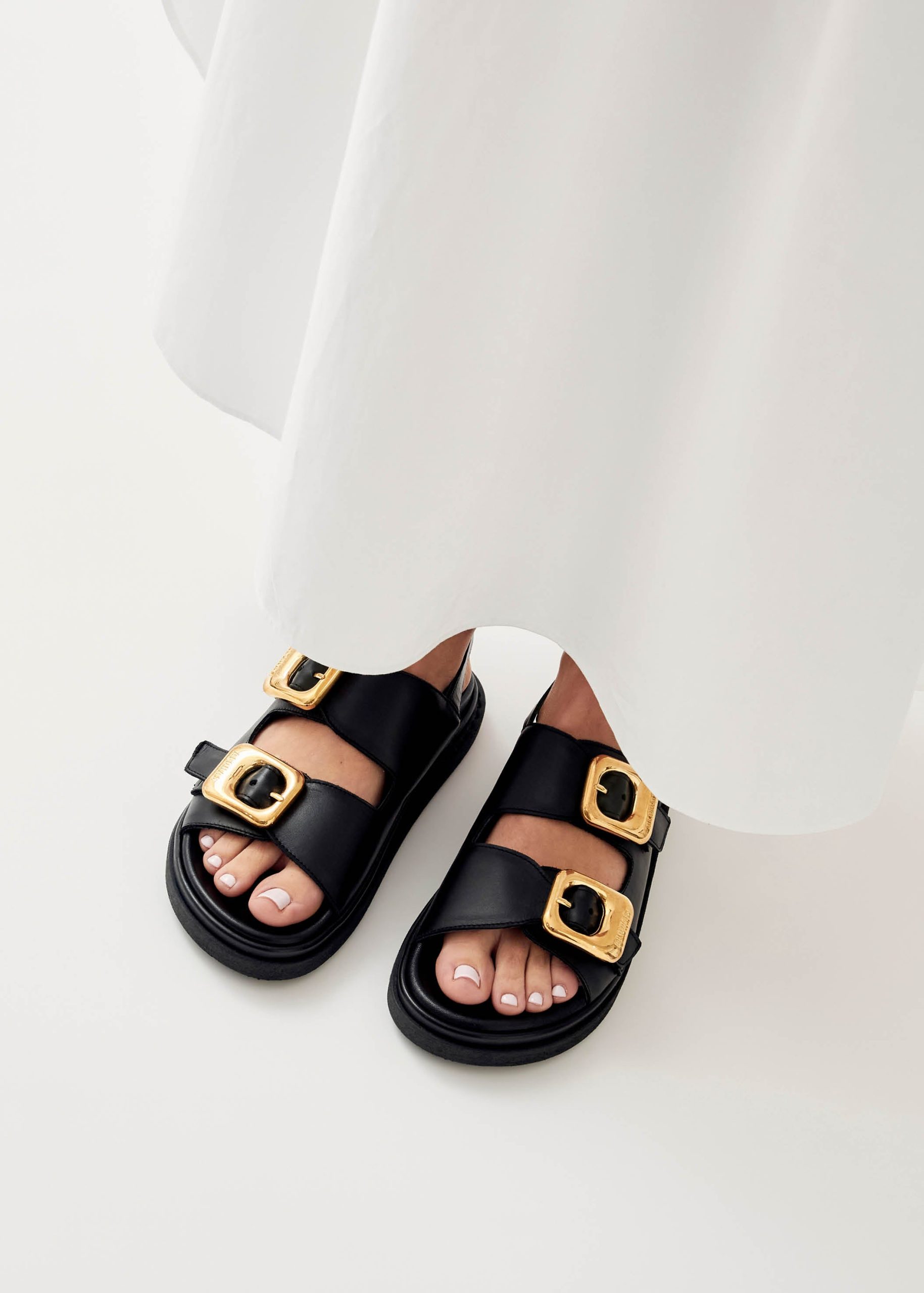 Daria Black Leather Sandals - Image 7