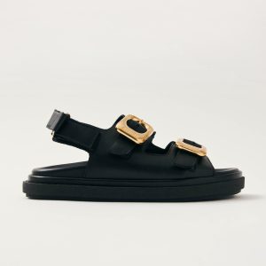 Daria Black Leather Sandals