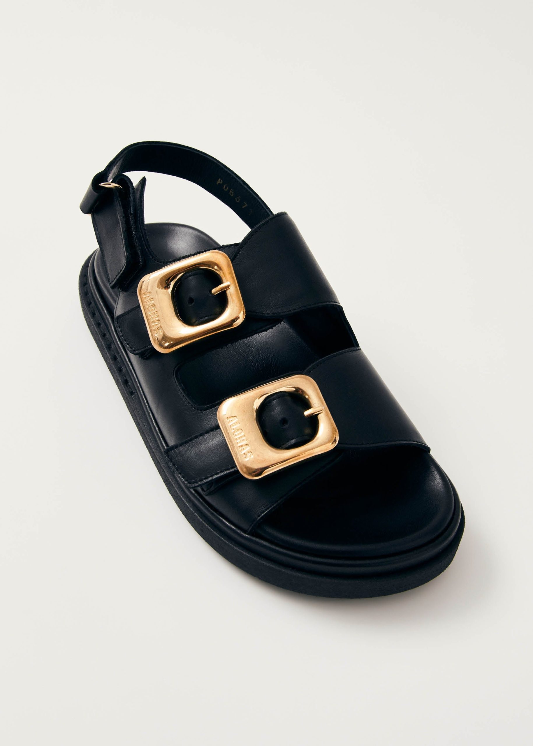 Daria Black Leather Sandals - Image 4