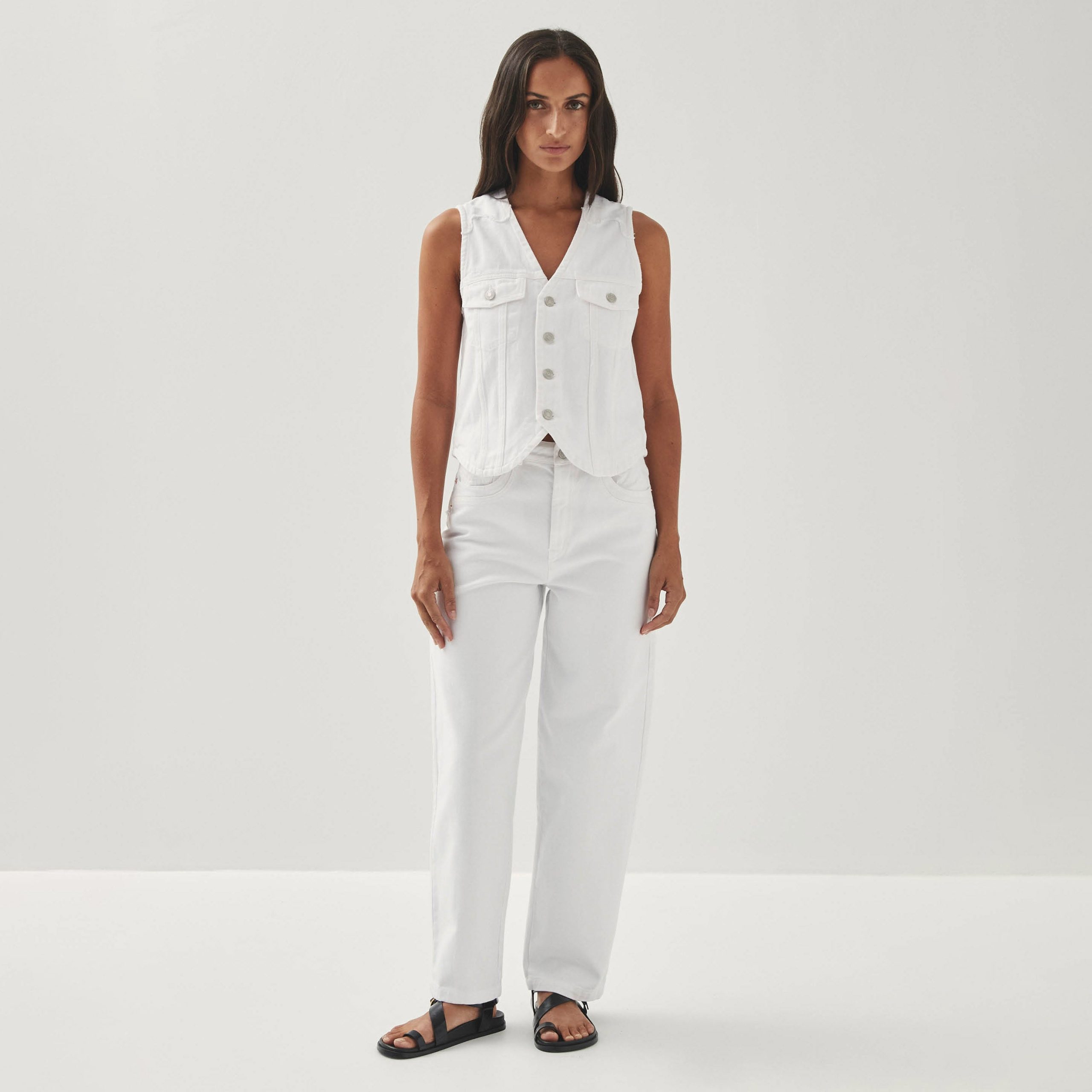 Lorenza White Denim Trousers - Image 3