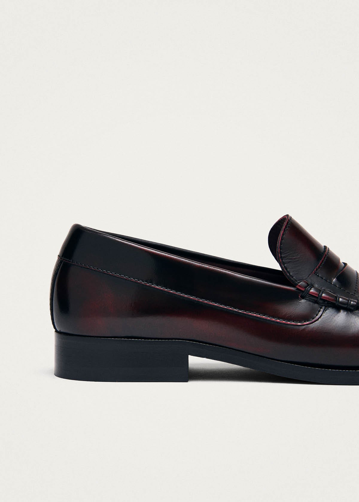 Rivet Brushed Burgundy Leather Loafers - Image 7
