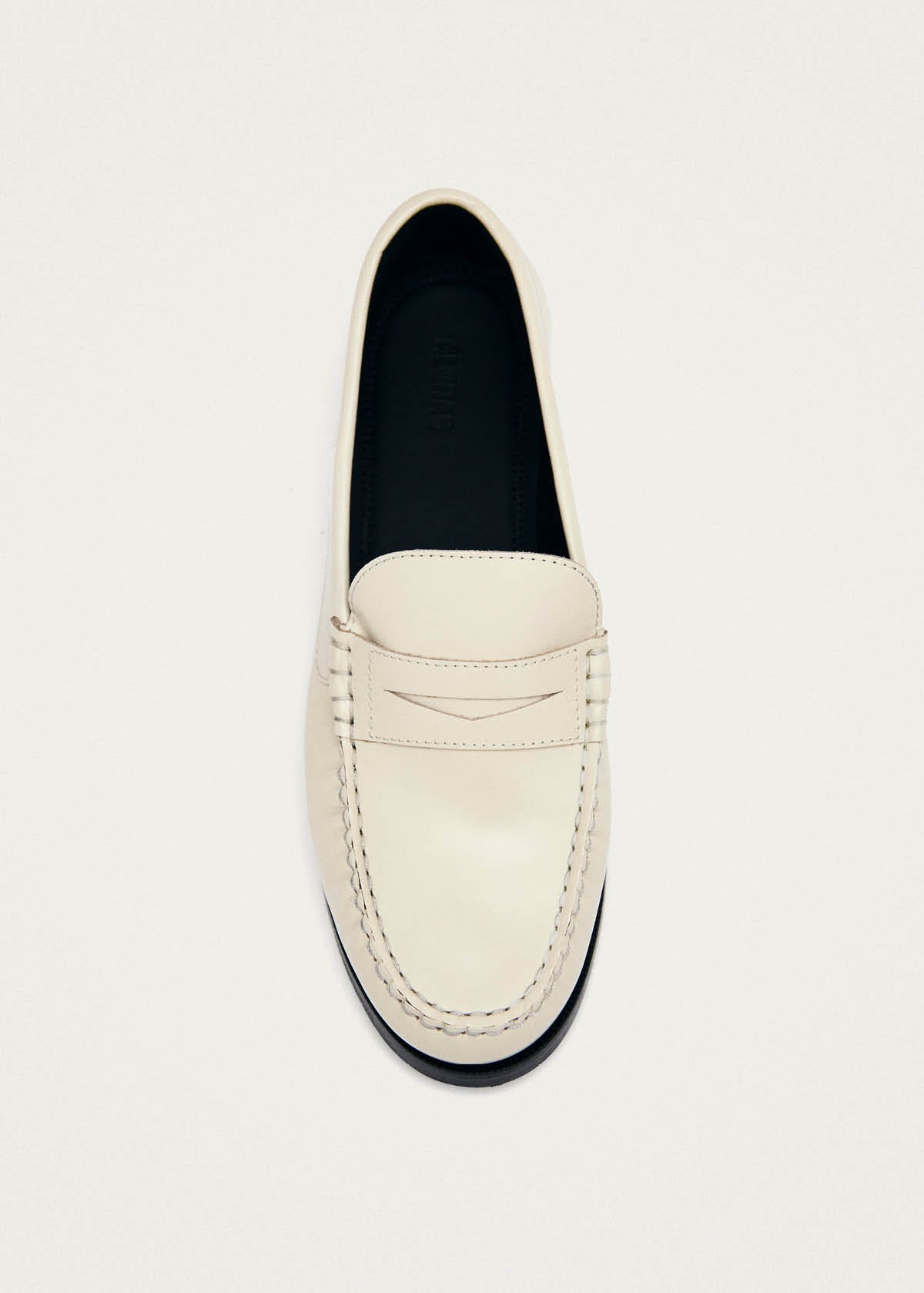 Rivet Cream Leather Loafers - Image 5