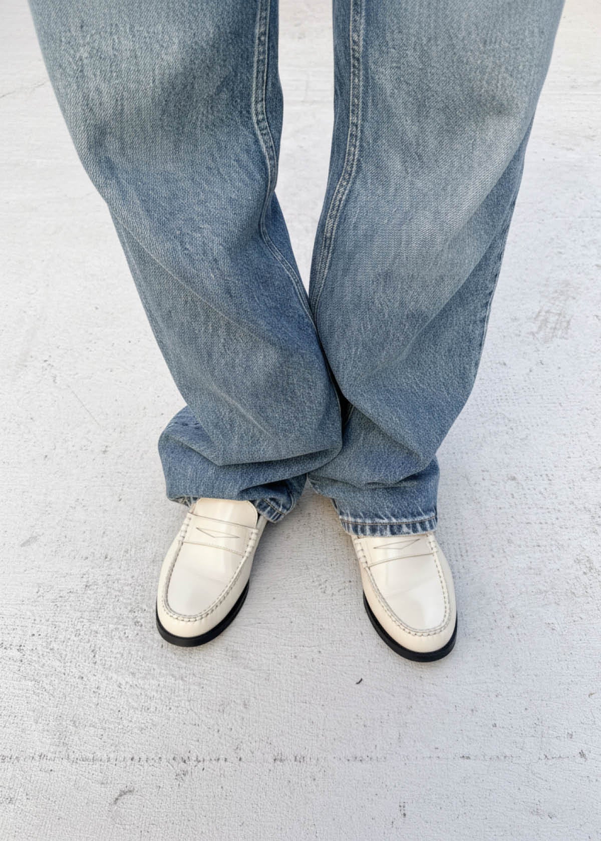 Rivet Cream Leather Loafers - Image 2