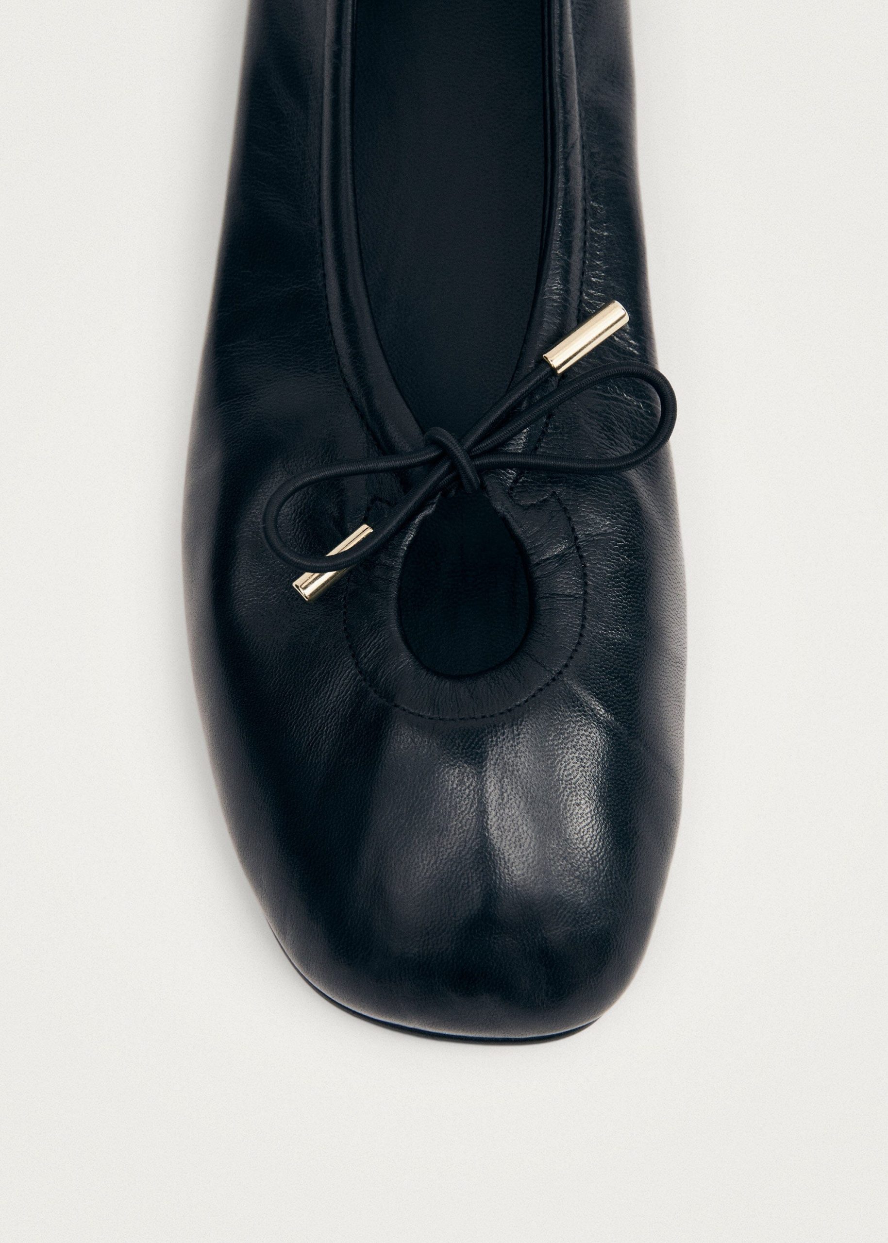 Rosalind Black Leather Ballet Flats - Image 7
