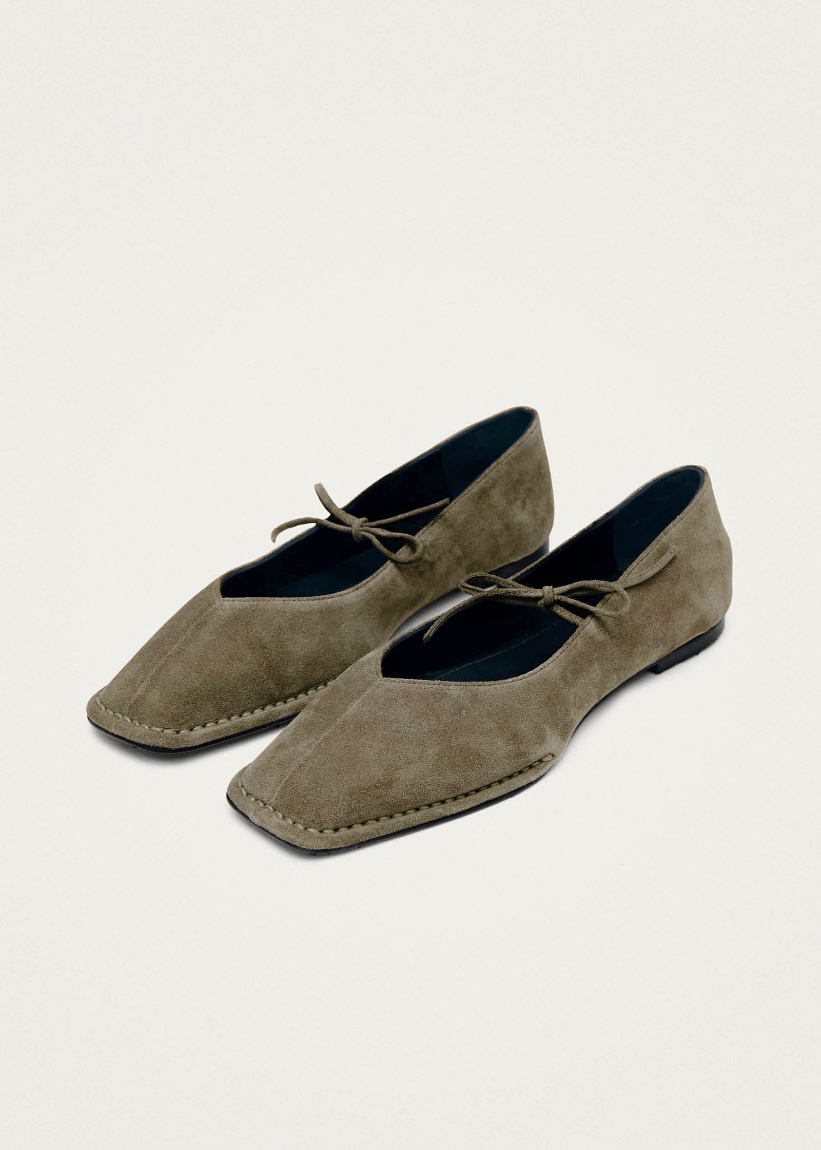 Sway Suede Khaki Leather Ballet Flats - Image 5