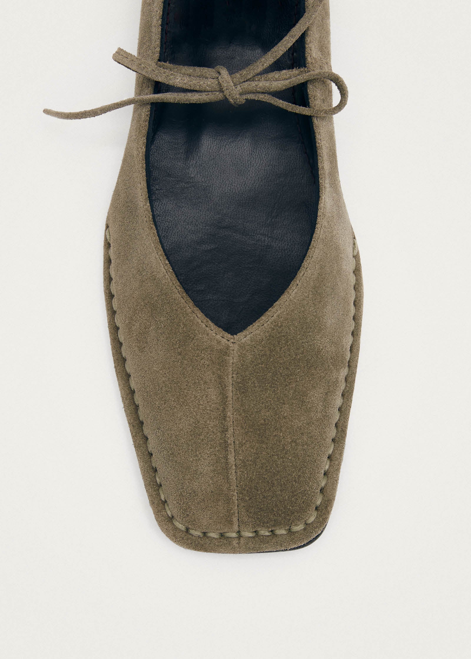 Sway Suede Khaki Leather Ballet Flats - Image 7