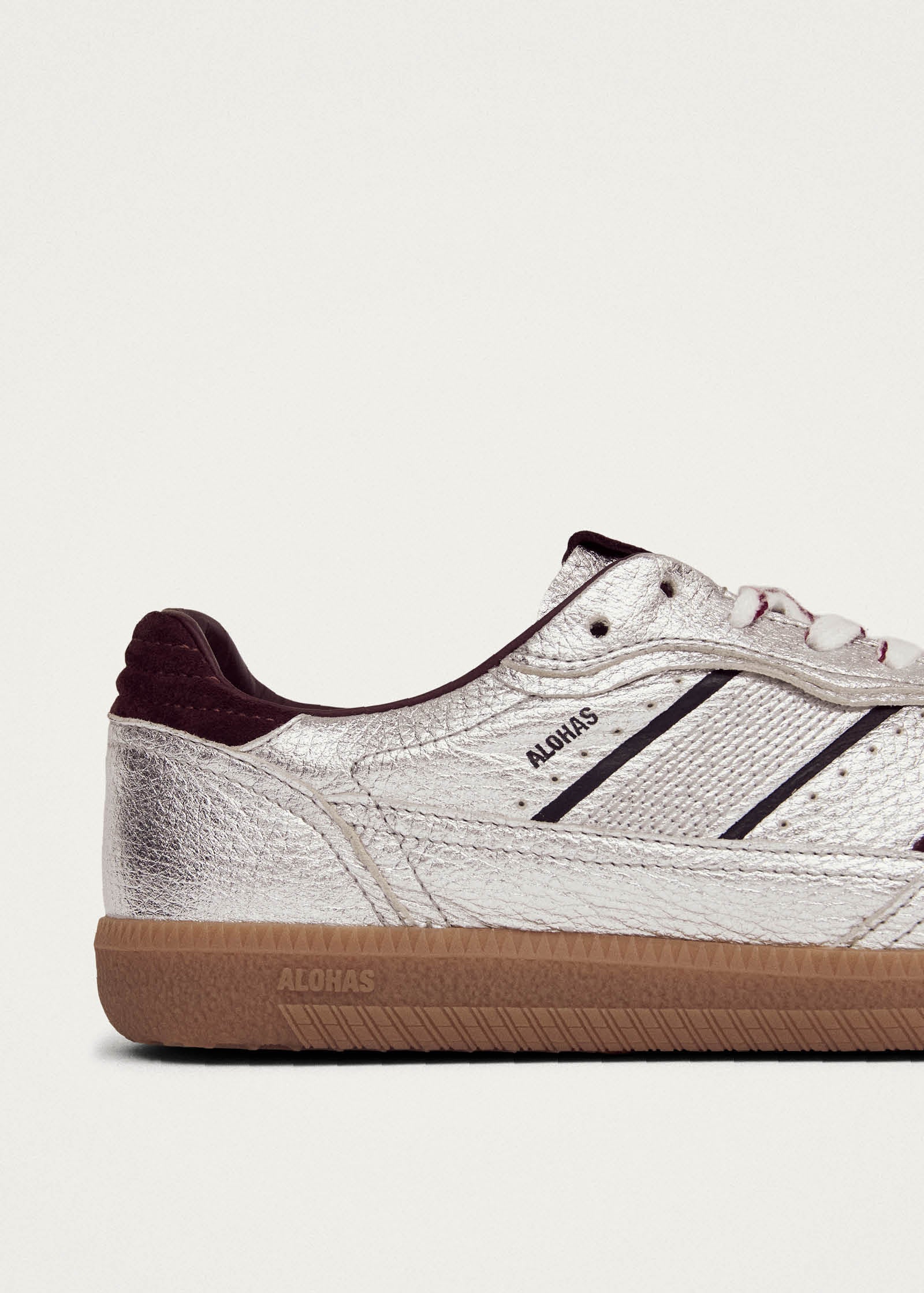 Tb.490 Grain Shimmer Silver & Burgundy Leather Sneakers - Image 6