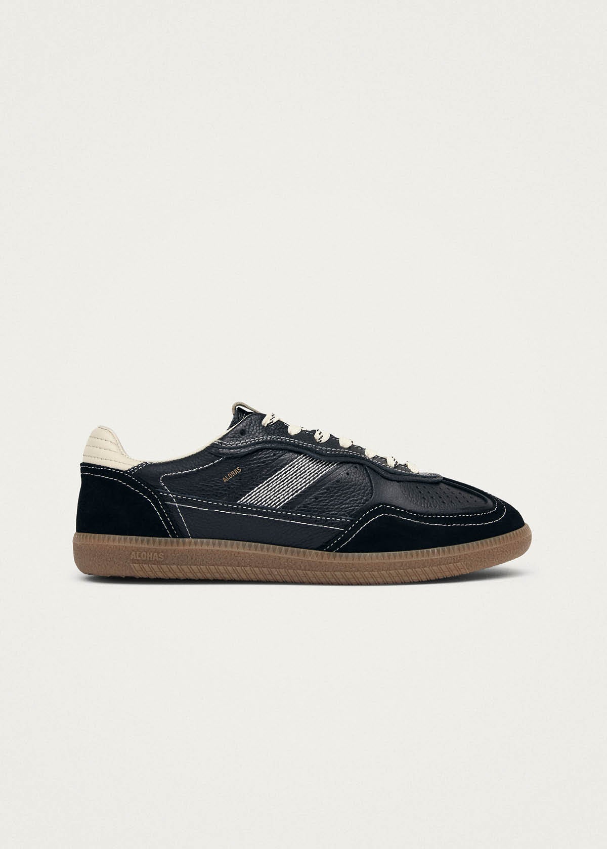 Tb.490 Rife Grain Black & Cream Leather Sneakers
