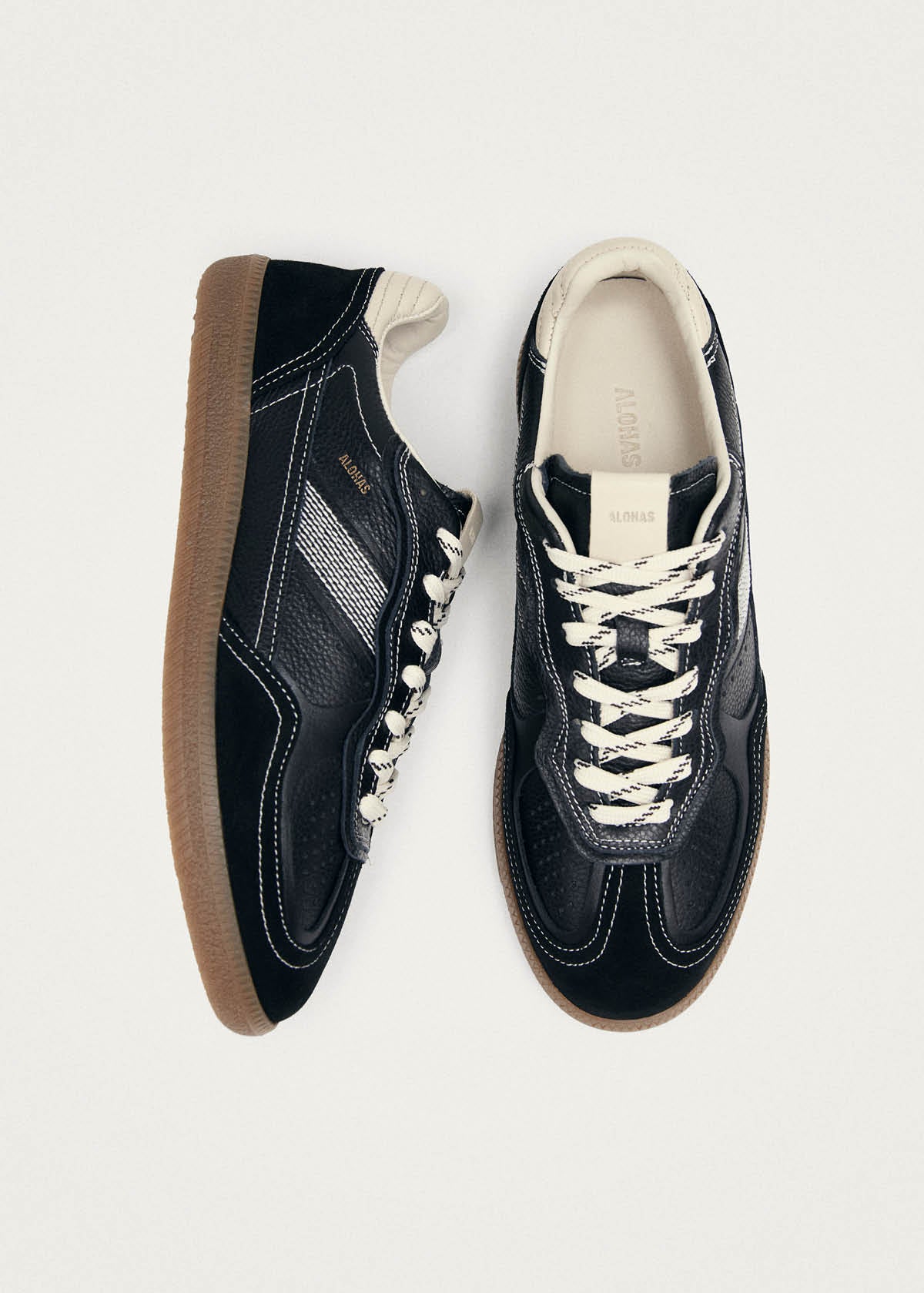 Tb.490 Rife Grain Black & Cream Leather Sneakers - Image 8