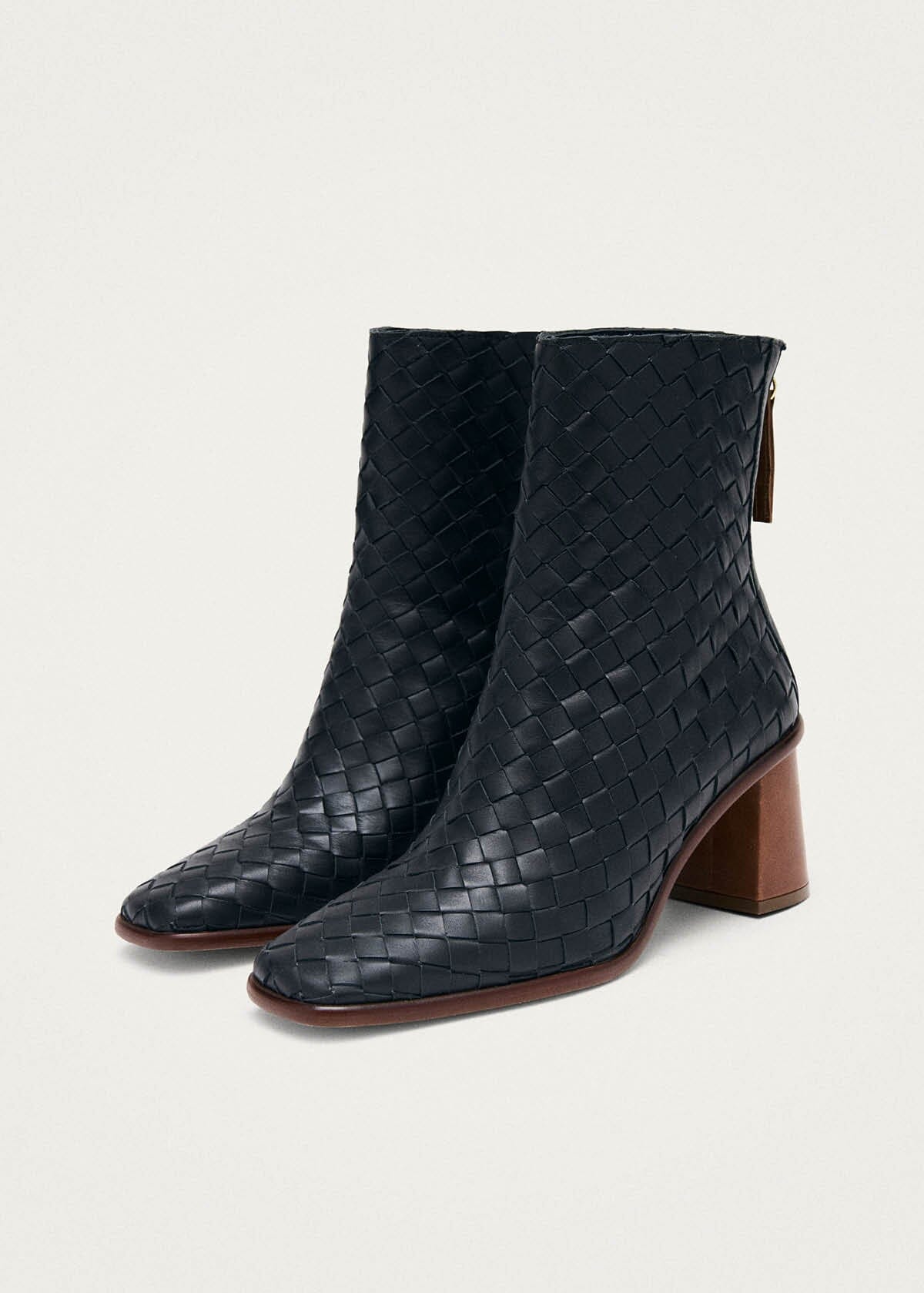 West Braided Black Leather Ankle Boots - Image 2