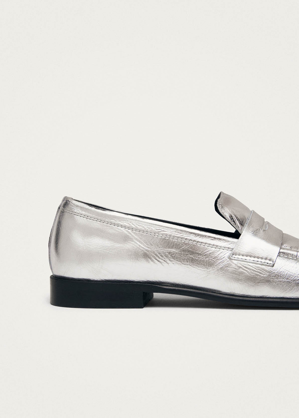 Zaha Shimmer Silver Leather Loafers - Image 8
