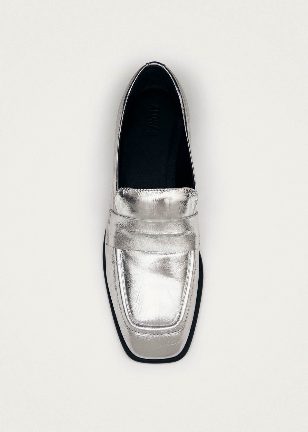 Zaha Shimmer Silver Leather Loafers - Image 5