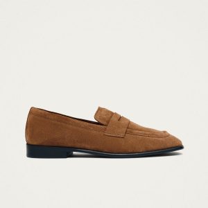 Zaha Suede Tan Leather Loafers
